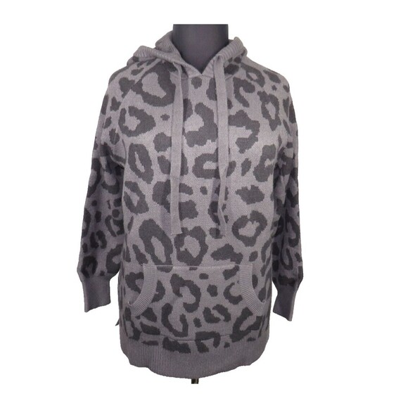 Torrid Gray & Black Leopard Print Soft Cozy Pullover Sweater Hoodie Size Large - Picture 1 of 8